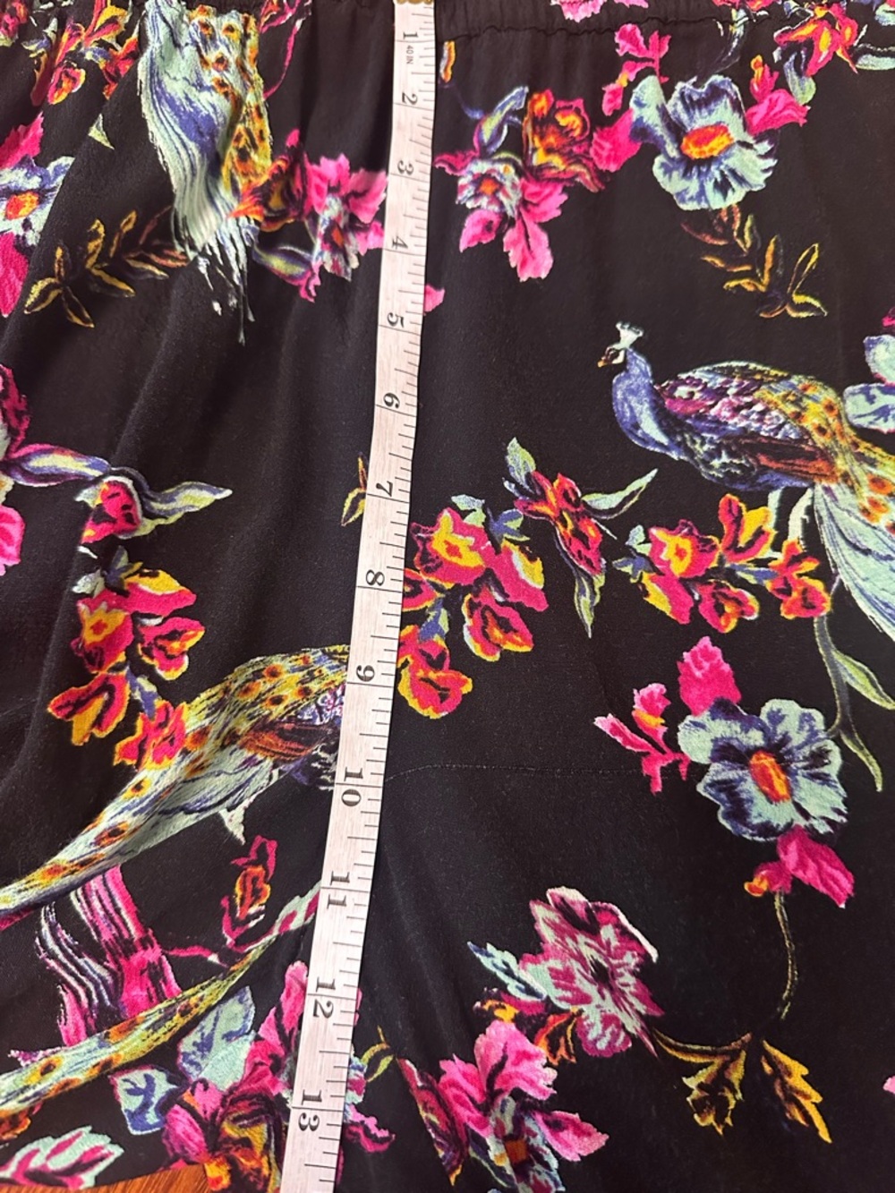 Anthropologie Black Peacock & Floral Wide-Leg Pants - Picture 7 of 9